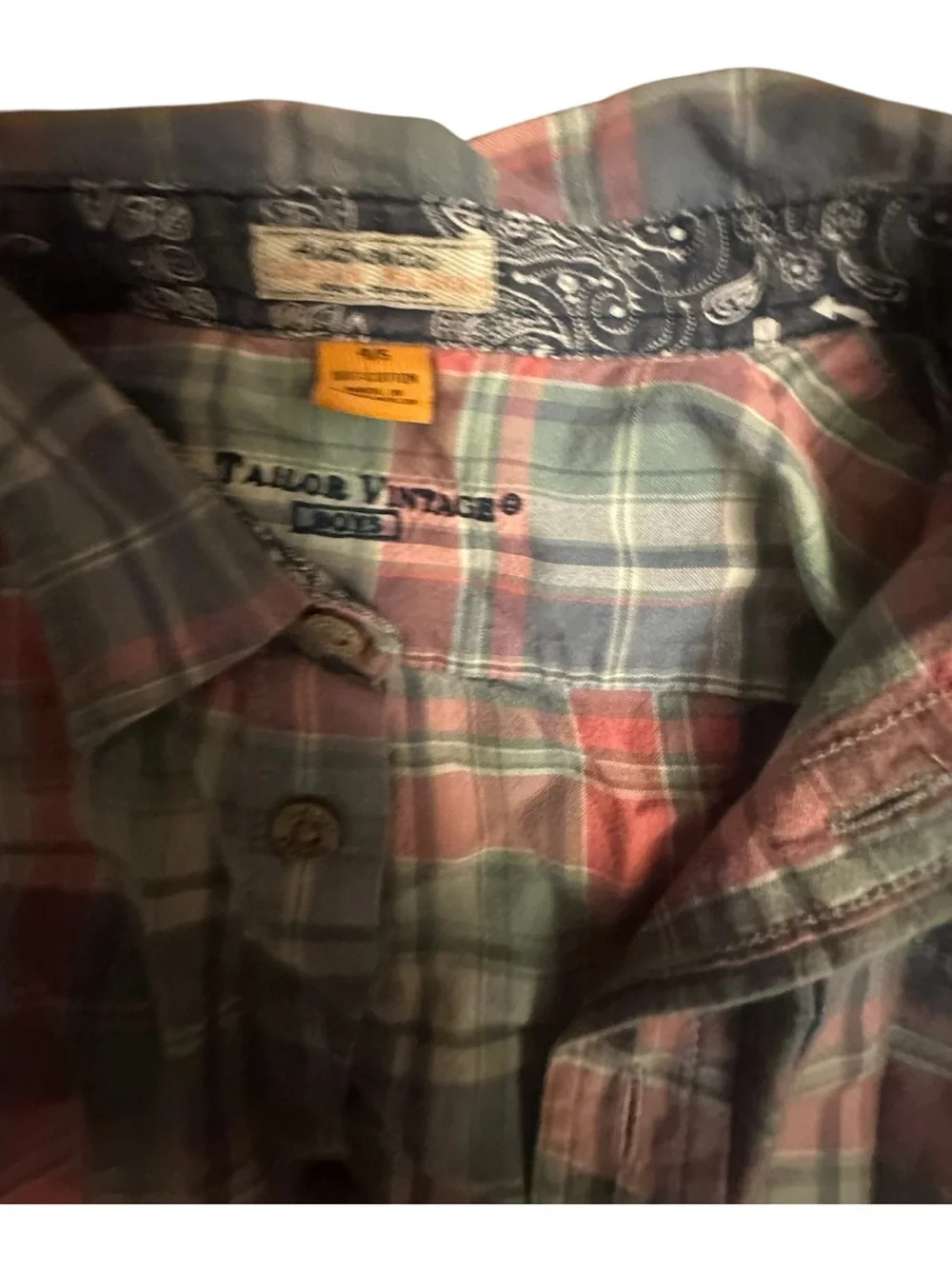 Tailor Vintage Boys’ Madras Plaid Shirt, Size 4/5, Authentic Indian Madras
